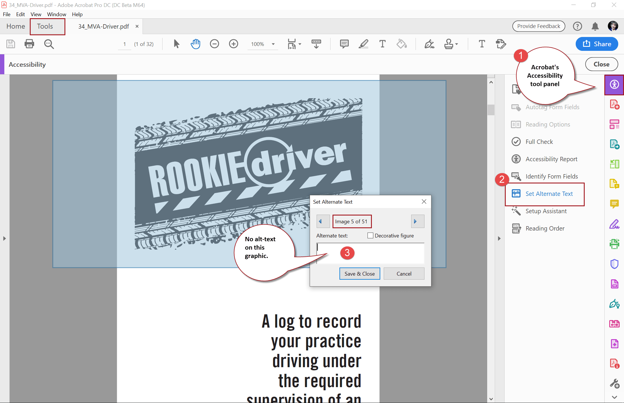 Add alt text to images in PDF file