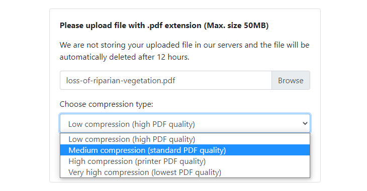 4 levels of PDF compression