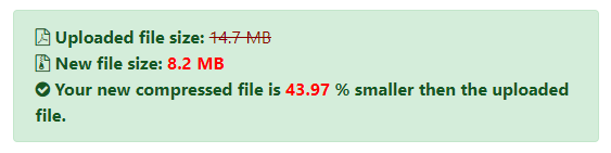 GorillaPDF results after compressing PDF
