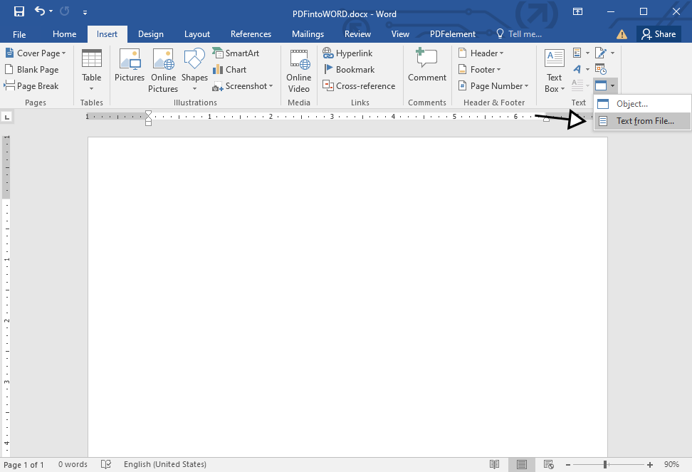 PDF into Word by insert text from file