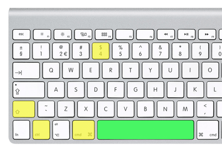 Copy a screenshot on Mac on specific window - Command + Control + Shift + 4 and Spacebar