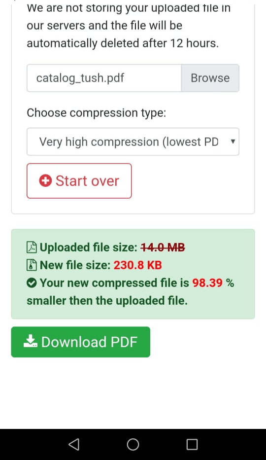 Reducing PDF size by 98 percent