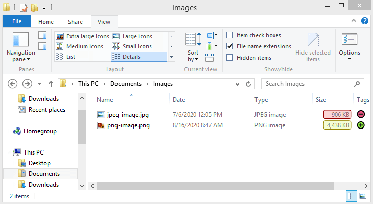JPG vs PNG is file size